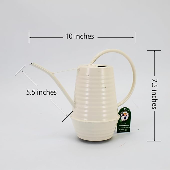 Small Watering Can, Matte Cream White, 34oz., Metal Watering Can with Long Spout, Nice Indoor Water Can, Plant Water Can for Indoor Plants