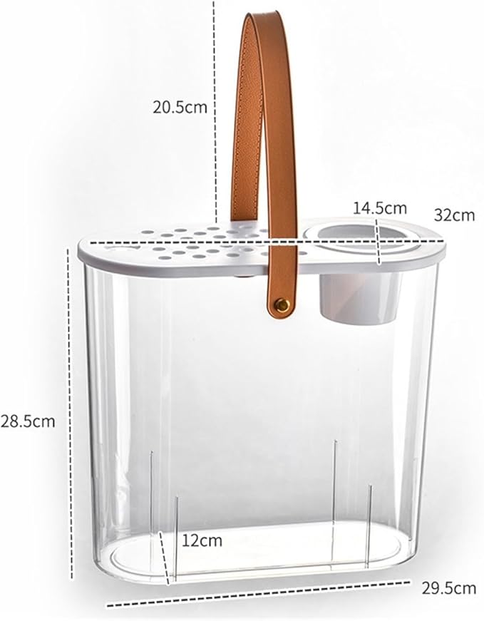 Decor Transparent Acrylic Fish Tank with Breathable Lid and Easy to Move Carrying Handle Living Room Office Desktop Decorative Fish Tank Planter Starter(Black)