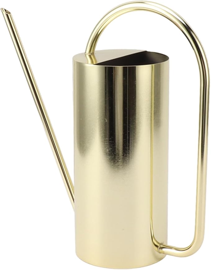 Watering Can for Indoor and Outdoor Plants - 1500ml Large Capacity Stainless Steel Pot With Long Spout for Bonsai and Garden (Gold)