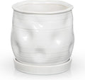 Oairse 5.7 inch Ceramic Pots for Plants, Plant Pot with Drainage Hole and Saucer White Ceramic Indoor Planter with Tray Decorative Flower Pots for Succulent, Cactus, Snake Plant, Herb Indoor Outdoor