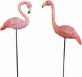 MUAMAX Miniature Flamingo Picks 2 Pack Fairy Garden Accessories Pink Miniature Garden Flamingo Figurines Decorative Plant Stakes for Pots Ornaments