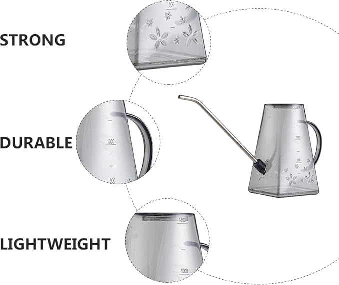 FRCOLOR 1.4l Long Spout Watering Can for Indoor Plants Gardening Watering Kettle with Gray Body for Home and Office Use