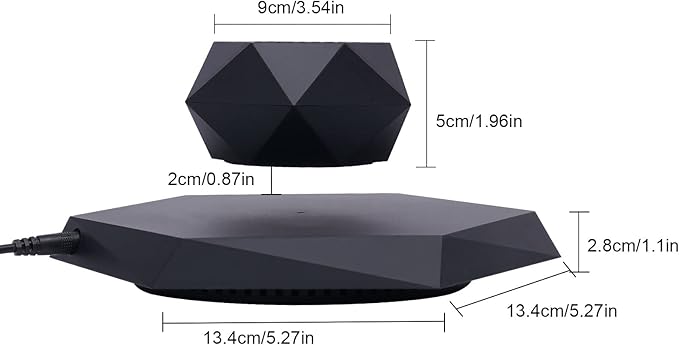 Magnetic Levitation Flower Pot, Floating Plant Pot with 360 Rotation, Modern Levitating Flowerpot for Succulents, ABS Magnetic Planter for Home Office Decor, Black