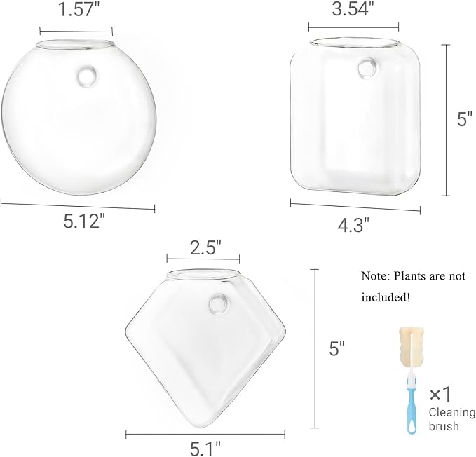 Mkono Wall Planter Propagation Stations Hanging Glass Terrariums Vase Container for Propagating Hydroponic Plants Flowers Home Office Living Room Bathroom Garden Decor, 3 Pack(Plants not Included)