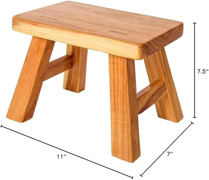Sturdy Step Stool Footstool Solid Wooden 11 inch for Kids Adults Plant Stand Plant Stand Fishing Stool (Natural), Small