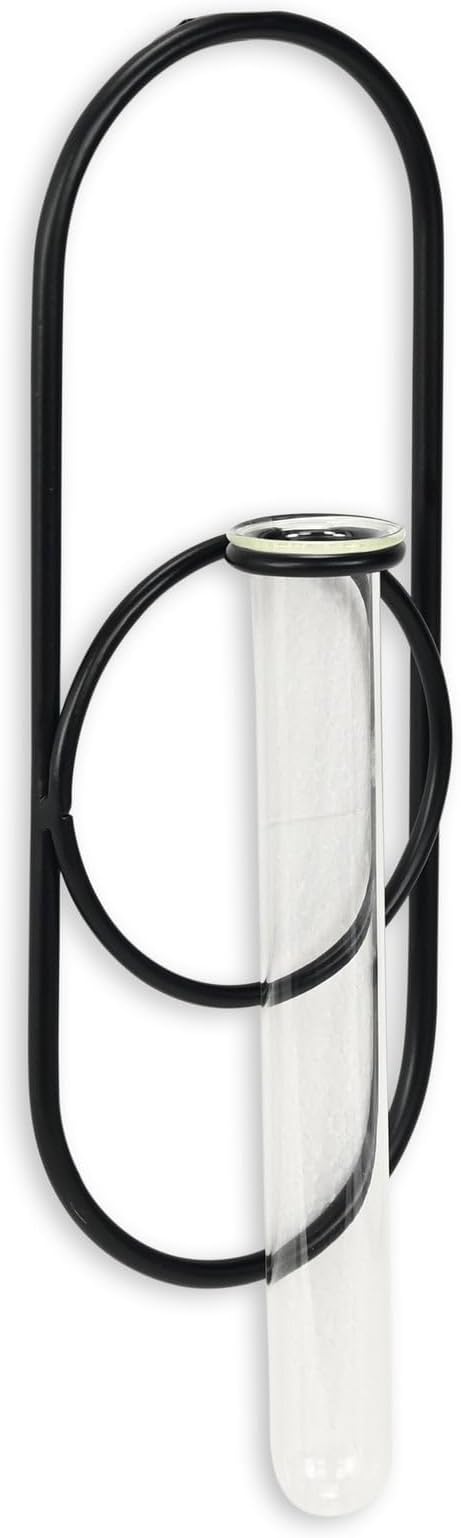 Sephra 10.25" Oval Wall Hanging Planter - Indoor Plant Propagation Station and Flower Vase - Modern Black Finish for Living Room or Home Office Decor