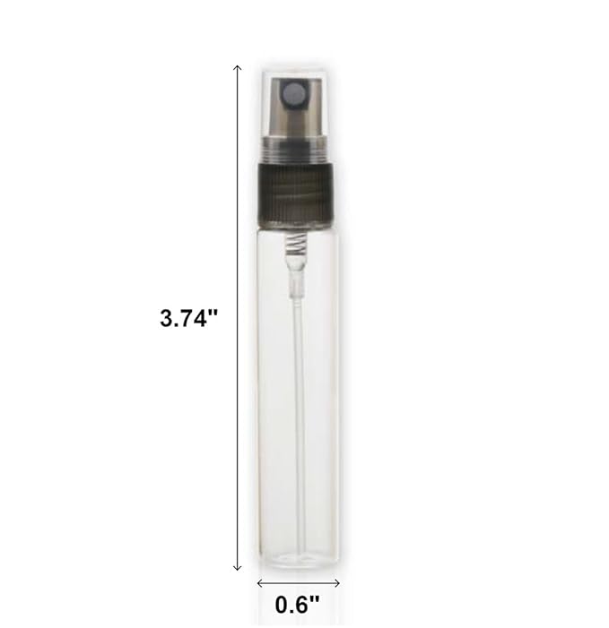 20 Pack Set 10ML Protable Refill Bulk Atomizer Spray Travel Perfume Bottle Hydrating Empty Bottle (Clear-Black)