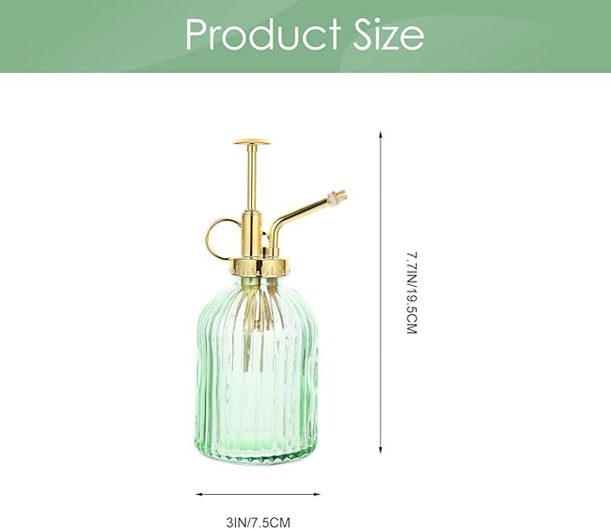 Yardwe Retro Glass Plant Mister 12Oz Spray Bottle Vintage Indoor Outdoor Watering can for Succulent Bonsai Plants Garden Use