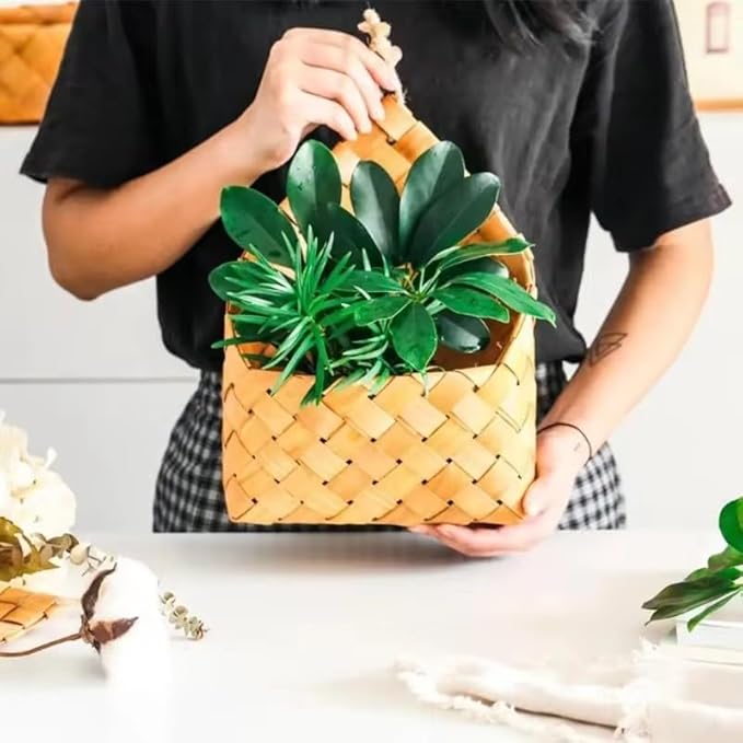 Wall Hanging Natural Wicker Flower Basket, Flower Pot Planter, Rattan Vase, Home Garden Wall Decoration, Storage Container
