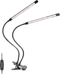 iPower LED Grow Light with Full Spectrum for Indoor Plants, Adjustable Gooseneck, 2/3 Light Modes&5/10 Dimmable Levels, 3 Auto Timing Modes, 2 Tubes, White