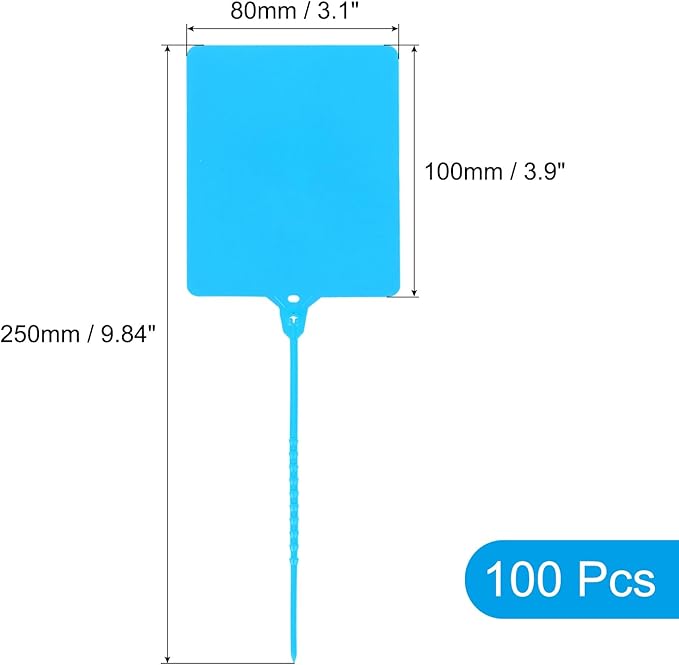MECCANIXITY Plastic Seals Shipping Tags, for Basket Labels Cable Labels Tags Product Identification Tags, Logistics Marking, Outdoor Tagging, 3.1x3.9 Inch Blue 100Packs