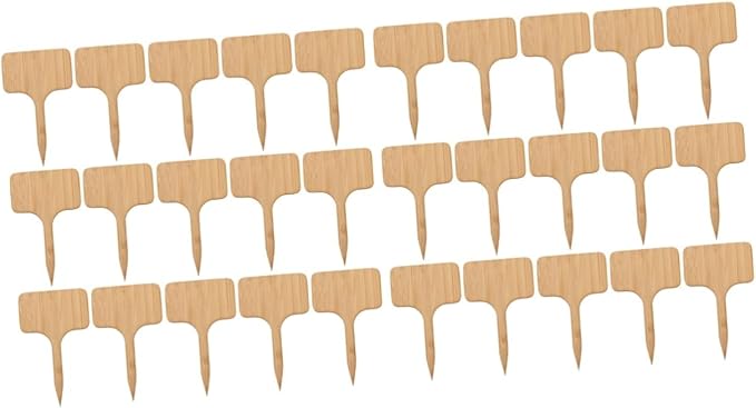 Kisangel 40pcs Thicken Bamboo Plant Labels Square Style Mini Decors for Seedling Boxes Easy to Use Garden Markers for Herbs Flowers and Vegetables