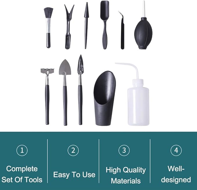 Succulent Tools Kit, Mini Gardening Tools, Garden Succulent Kit Transplant Tool Set for Seedling Soil, Set of 5