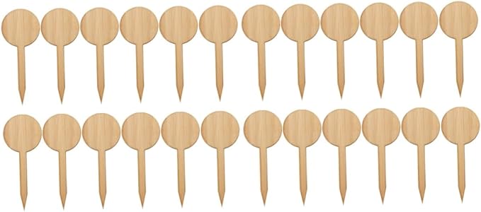 Kisangel 40pcs Miniature Plant Labels t Shape Plaque Ornaments for Gardening Easy Insertion Decorative Sign Round Design for Nursery Use