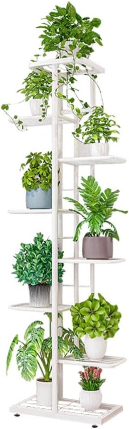 MTB Garden 8 Tier Metal Plant Stand for Indoor Outdoor Flower Pot Display Planter Shelf, White