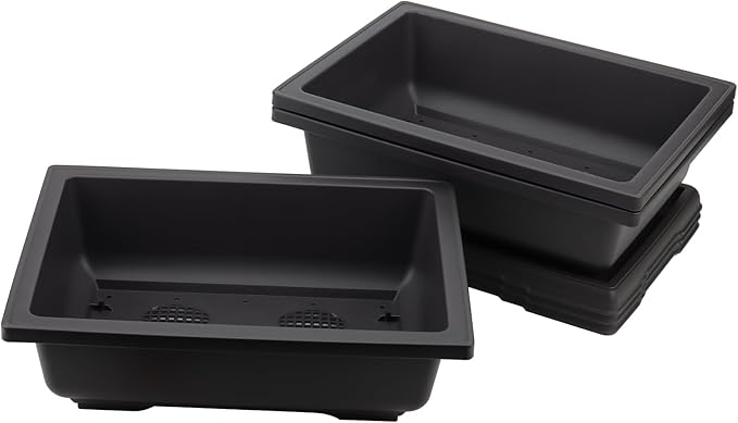KINJOEK 3 PCS 14 Inch Plastic Bonsai Pots, Large Bonsai Training Pot with Drainage Trays, Rectangular Plant Bonsai Tree Pots for Garden, Indoor, Home Decorative
