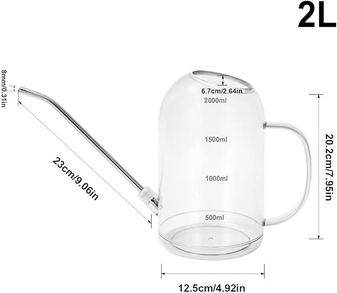 Long Spout Watering Can Indoor, 2 Liter Watering Cans for House Plants, Flowers, Succulents