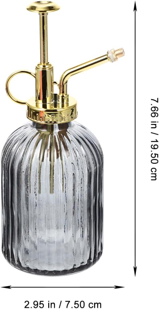 KALLORY Vintage Glass Plant Mister with Gold Pump Large Capacity Watering Spray Bottle for Indoor Outdoor Garden Plants Succulents Bonsai and Desktop Use