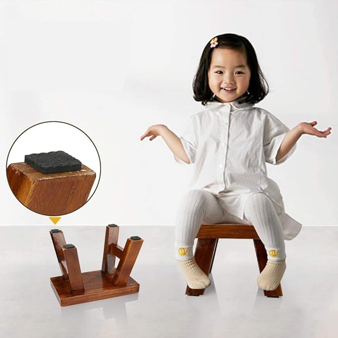 Sturdy Step Stool Footstool Solid Wooden Small for Kids Adults Sink Plant Stand Fishing Stool (Brown)
