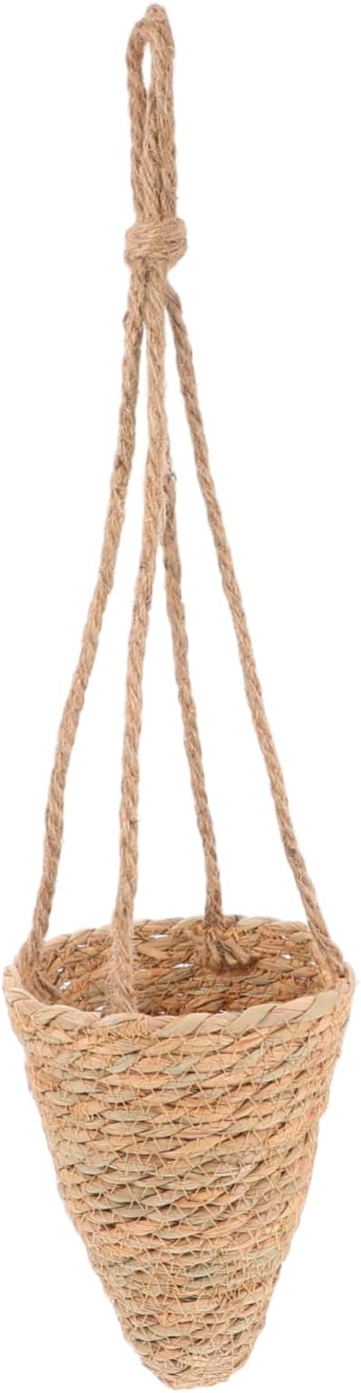 Rattan Hanging Plant Basket Wicker Planter Seagrass Flower Pot Woven Hanging Basket Balcony Plant Pot Outdoor Dec