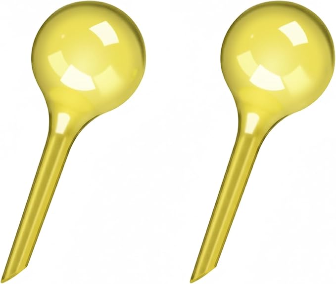 2 Pack Small Self-Plant Watering Globes – Automatic Plant Waterer Bulbs, Plant Watering System for Indoor and Outdoor Potted Houseplants, Plant Watering Devices（Yellow Small）