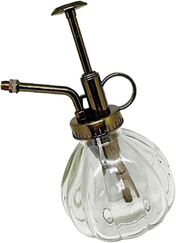 Vintage Glass Watering Spray Bottle Plant Mister - Adjustable Pressure Sprayer for House Plants - Elegant European Style Watering Can - Perfect for Garden and - Clear