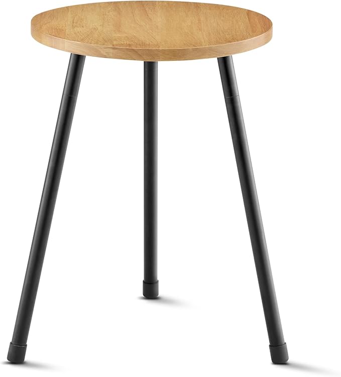 KINNARY Indoor Plant Stand, Mid Century Wood Plant Stand Plant Table for Flower Pots, Tall Metal Plant Holder, Modern Home Decor Small Round Side End Table (11.8"x16")