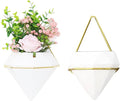 Diamond Wall Planters,Geometric Wall Flower Vases Set,Wall Mounted Plant Holder Vase,Ceramic Air Plants Hanging Holder Pots,Cactus Faux Plant Containers Modern Indoor Decor for Home Office (Golden A)