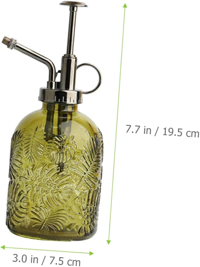 Toyvian 350ml Glass Plant Mister Spray Bottle Leaf Pattern for Indoor Gardening and Potted Plants Hand Pump Sprayer for Watering and Moisturizing