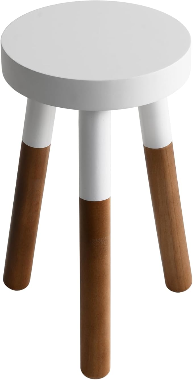 LitaEther 12" Reverse Dipped Wood Plant Stand, Wood Accent Stool,Side Table Set Bath Stool (20"+24" Tall)