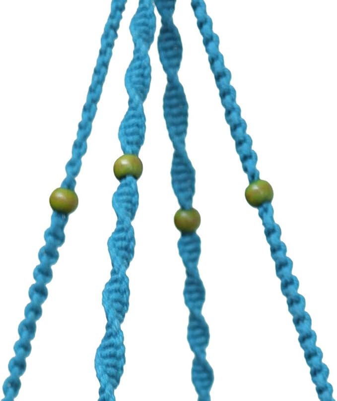 Macrame Plant Hanger & Holder, Hanging Planter 4 Legs Double Deck for 8 inch to 10 inch Two Pots Indoor Outdoor Hanging Planter Cotton Rope 67 Inch with Metal Ring (Cotton-Turquoise)