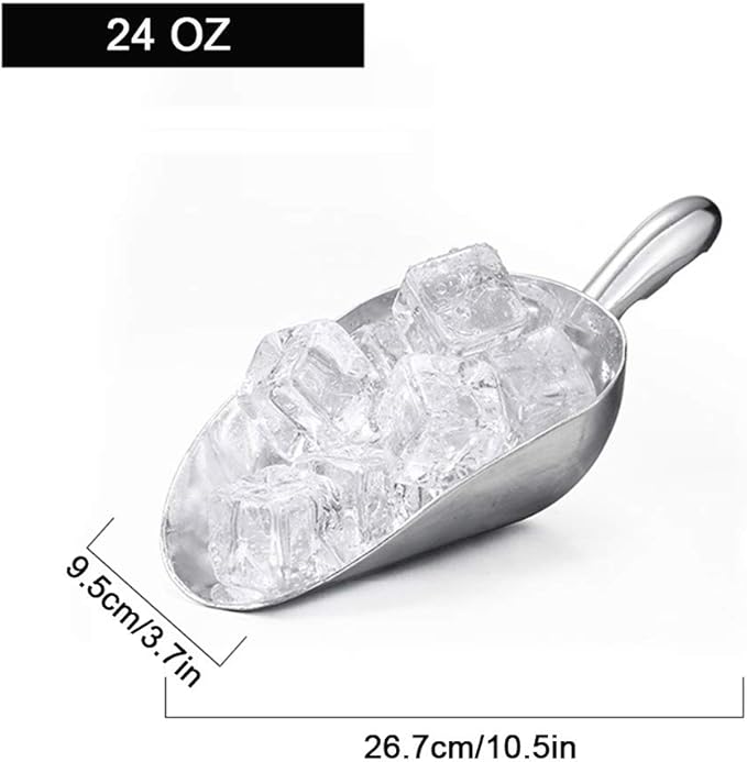 Ice Cube Scoop Cast Aluminum Shovel Scoops Multipurpose Kitchen Spoon For Ice Maker Freezer Coffee Bean Food 24 oz 1（1）
