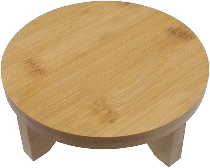 Short Round Wooden Plant Stand Indoor Desktop Flower Pedestal Stand Wood Decor Risers for Small Plants Display(6 Inch)