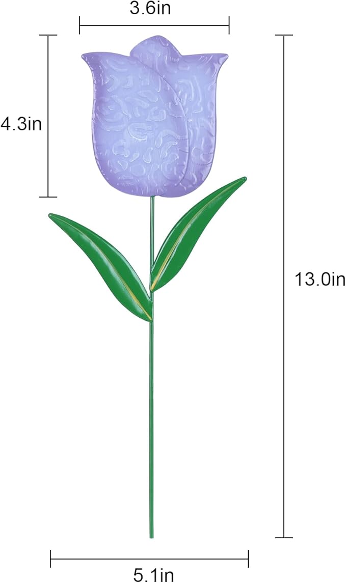 hogardeck Garden Decor for Outside, Set of 6 Metal Tulip Flowers Decorative Garden Stakes for Yard Decor, Outdoor Decorations Yard Art for Lawn Front Porch Pathway Patio (Multi-Color)