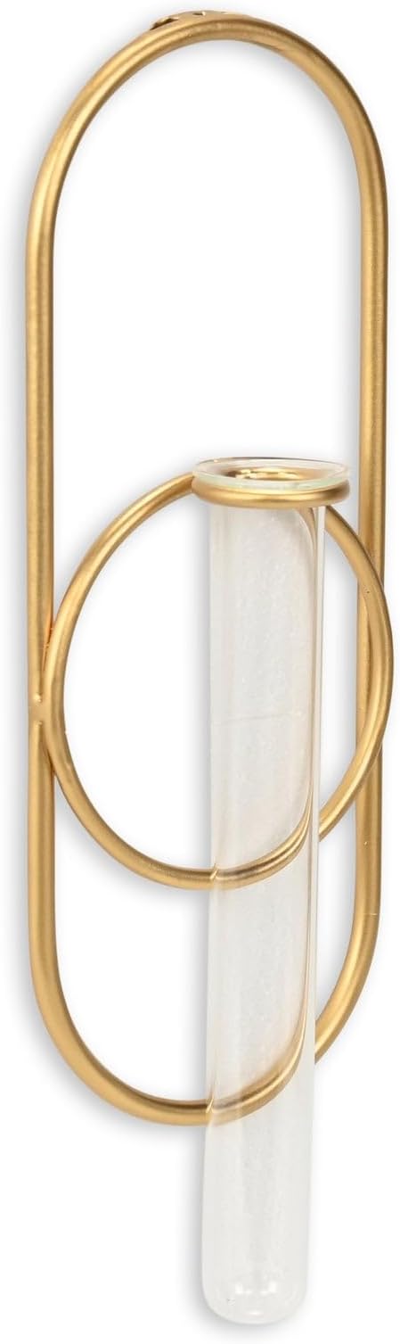 Sephra 10.25" Oval Wall Hanging Planter - Indoor Plant Propagation Station and Flower Vase - Modern Gold Finish for Living Room or Home Office Decor - by Cheungs