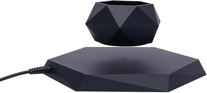 Levitating Plant Pot Floating Plant Pot Magnetic Flower Air Bonsai Black Hexagon Suspension Floating 360 Degree Rotation Pot Home and Office Desk Decor