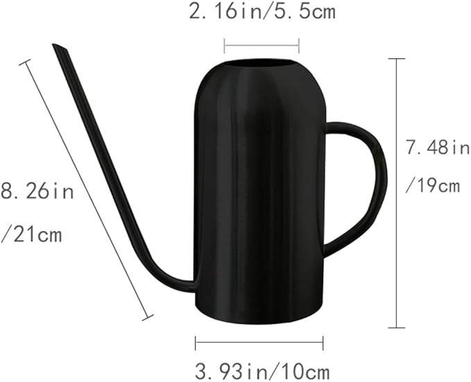 Long Spout Watering Can Metal 40oz/1.3L,Stainless Steel Watering Pot for Outdoor and Indoor House Plants, Matte Black