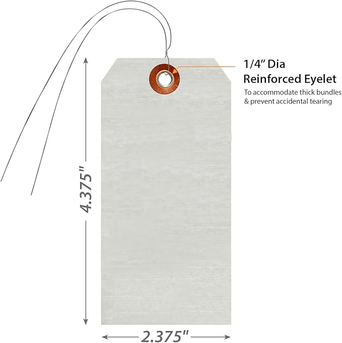 SmartSign Debossable Dead-Soft Aluminum Indentable Blank Write-On Marking Tags | 2.375" x 4.875", Pack of 100 Pre-Wired Tags