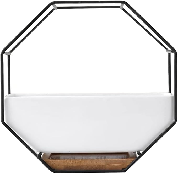 Wall Planter Geometric Succulent Wall-Mounted Decor with Ceramic Flower Pot Hanging Vase Desktop Succulents Planter, Nordic Style Flower Pot, Standard