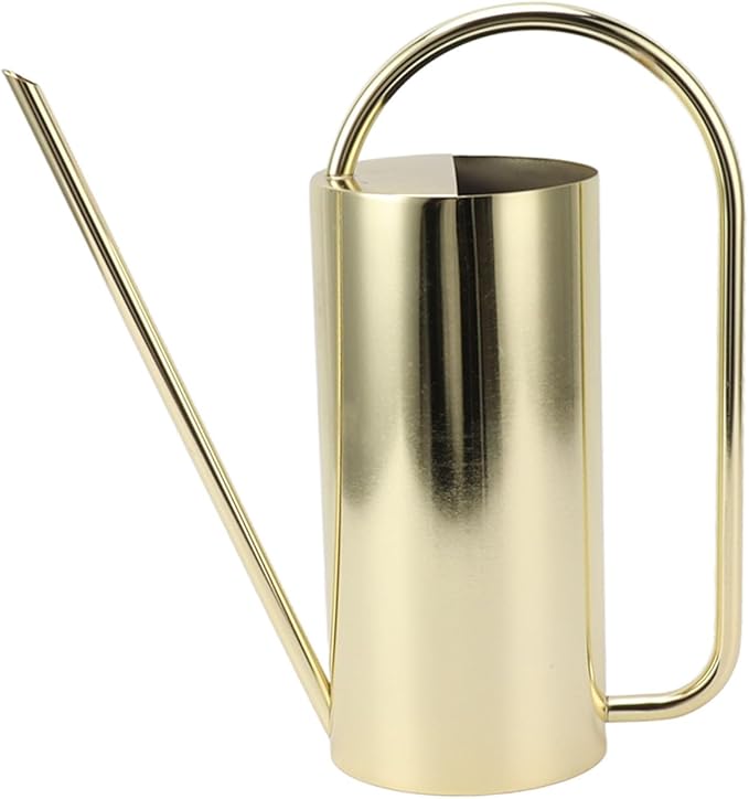 Watering Can, Wide Application Rustproof Long Spout Watering Pot Stainless Steel for Garden (Gold)