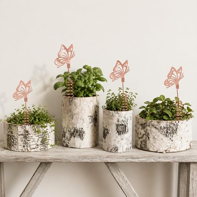 Decorative Garden Stakes for Plants – Butterfly Copper Garden Stakes (3-Pack) – Unique Garden Decor Gift for Gardeners, Outdoor Gardens, Raised Beds & Indoor Plants – Electroculture Plant Stakes