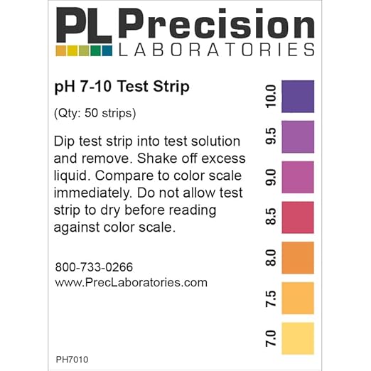Eisco Labs - pH Test Strips 7-10 Range - Narrow-Range pH Testing Kit with Broad Color Spectrum, 50 Strips