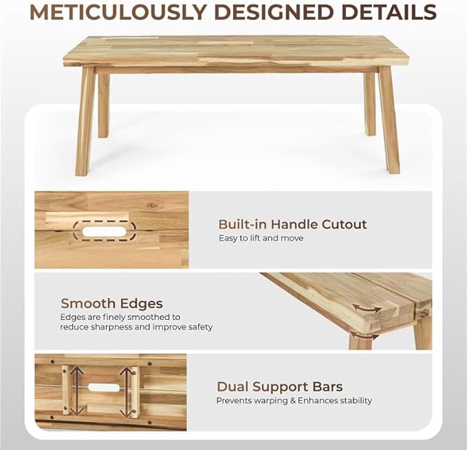ARROWSTONE Solid Wood Bench for Entryway, Bed Bench, Dining, Plant Stand - Wooden Bench Indoor (47 inches)