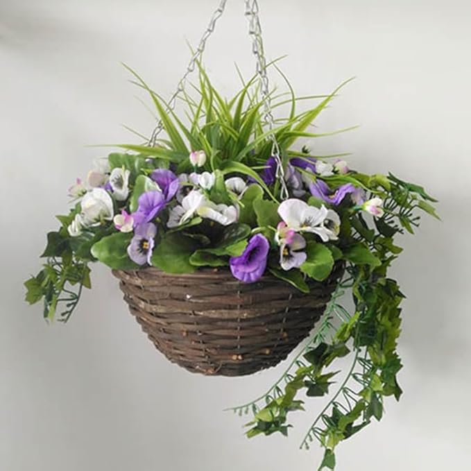 Hemoton Rattan Hanging Basket for Plants Seagrass Hanging Planters Indoor Outdoor Plant Flower Pots Woven Straw Planter Ceiling Flower Pots for Garden Home Decoration 2pcs