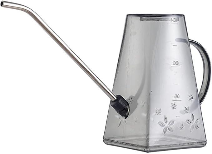 FRCOLOR 1.4l Long Spout Watering Can for Indoor Plants Gardening Watering Kettle with Gray Body for Home and Office Use