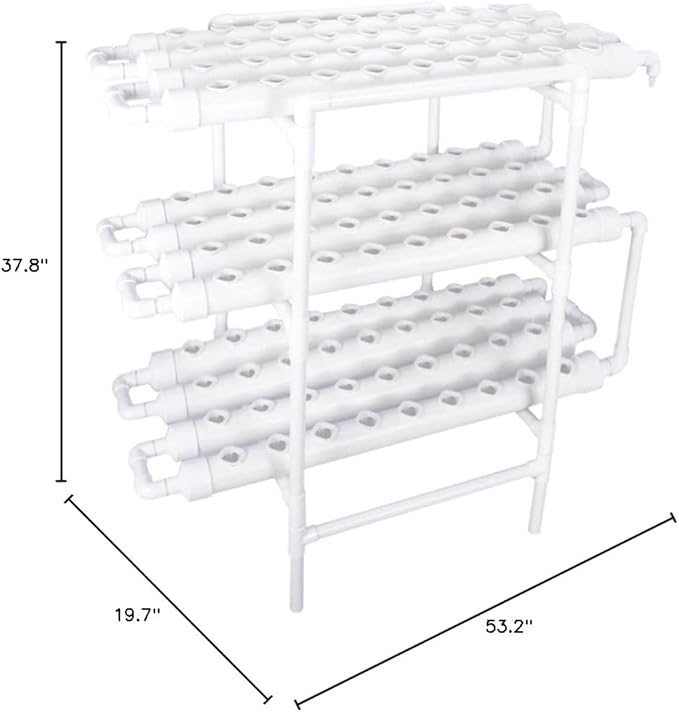 Hydroponics Growing System Kit,108 Plant Sites 3 Layers Food-Grade PVC-U Pipes Hydroponic Grow Kit Gardening System with Water Pump, Timer,Net Pots and Sponge for Vegetables,Fruits,Herb