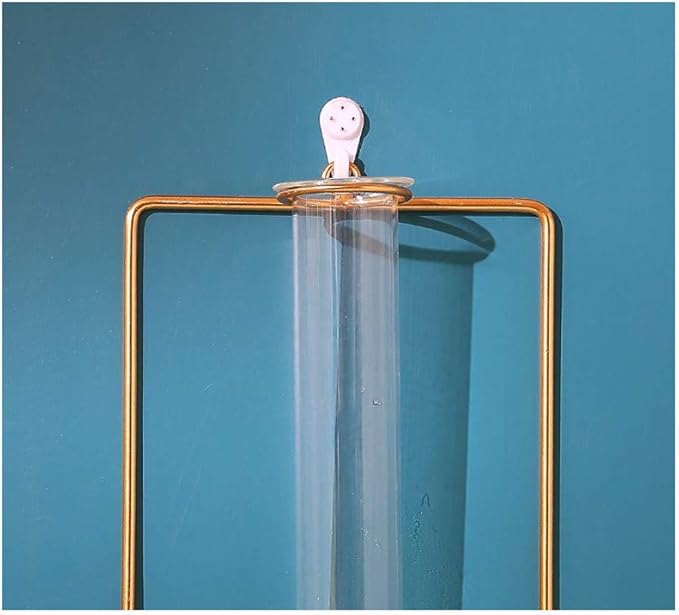 Nordic Wall Vase Hanging Geometric Gold Flower Vase Wall Mount Metal Frame Vases Hydroponic Glass Bud Vase Decor for Home Wedding Farmhouse