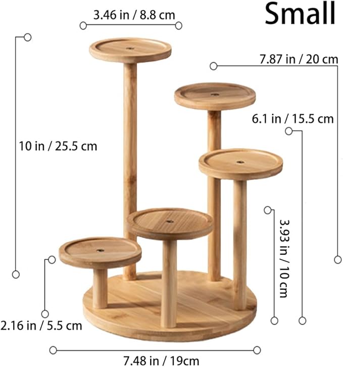 5 Tiered Desk Plant Stand Round Bamboo Plant Shelf Tabletop Succulent Herb Stand Desktop Plant Stand Indoor Plant Rack for in Living Room Office Decoration - Small