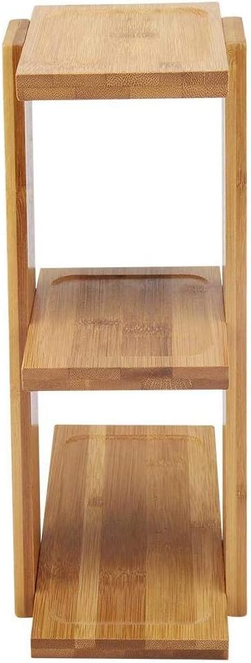 EBTOOLS Small Plant Stand, 3 Tiers Bamboo Desktop Plant Stand , 9.8x7.1x3.6 inch Indoor Outdoor Corner Small Multi Tiered Mini Plant Shelves for Multiple Plants