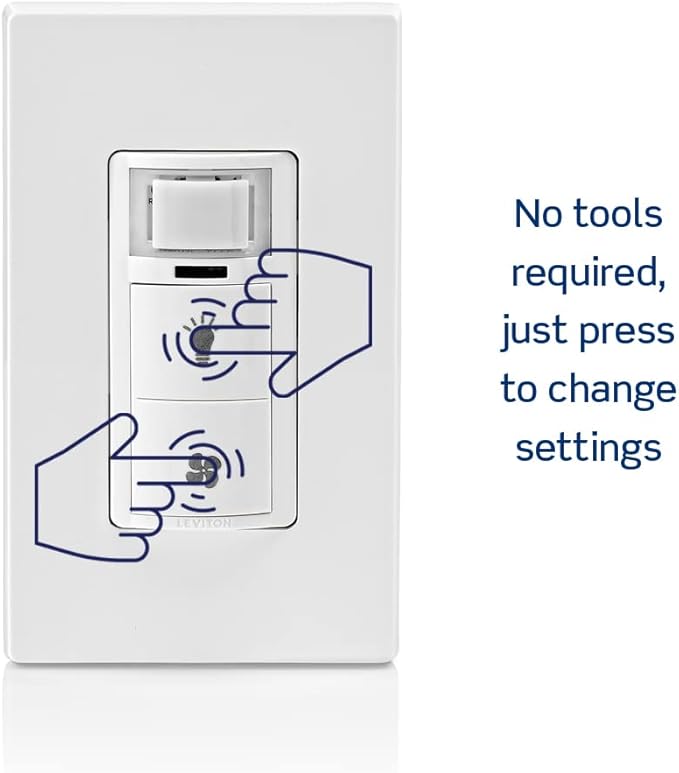 Leviton Dual Combination Humidity Sensor with Separate Light Switch, Automate Bathroom Exhaust Fan, Air Circulation, Moisture Control, Single Pole/Single Pole, ¼ HP, DHD05-1LW, White